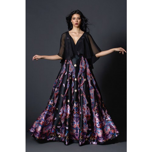 Noleggio Abbigliamento Firmato - Black silk dress with brocade print - Tube Gallery - Drexcode -1