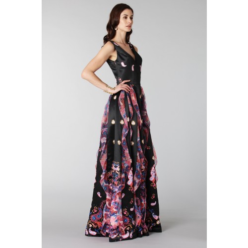 Noleggio Abbigliamento Firmato - Black silk dress with brocade print - Tube Gallery - Drexcode -3