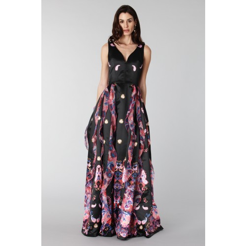 Noleggio Abbigliamento Firmato - Black silk dress with brocade print - Tube Gallery - Drexcode -7