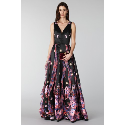 Noleggio Abbigliamento Firmato - Black silk dress with brocade print - Tube Gallery - Drexcode -4