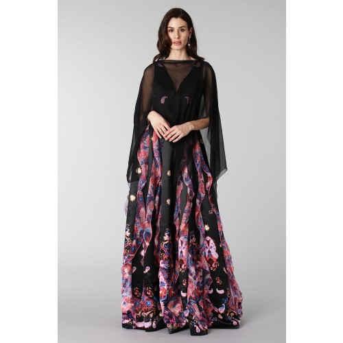Noleggio Abbigliamento Firmato - Black silk dress with brocade print - Tube Gallery - Drexcode -10
