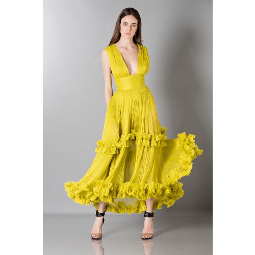Noleggio Abbigliamento Firmato - Yellow silk dress with square neckline - Maria Lucia Hohan - Drexcode -3