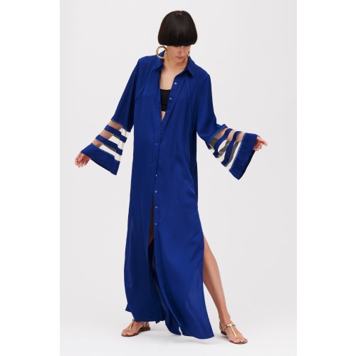 Noleggio Abbigliamento Firmato - Tunica blu con inserti trasparenti - Kathy Heyndels - Drexcode -4