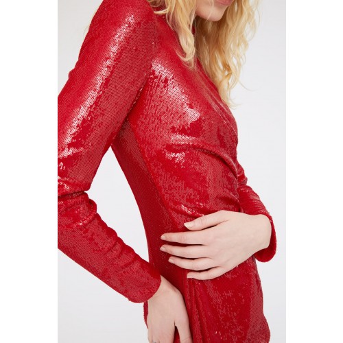 Noleggio Abbigliamento Firmato - Miniabito paillettes rosso - Halston - Drexcode -5