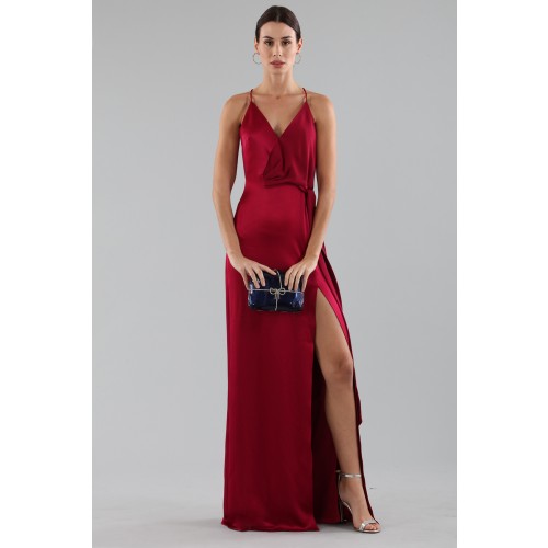 Noleggio Abbigliamento Firmato - Cherry red satin dress by Halston Heritage - Halston - Drexcode -5