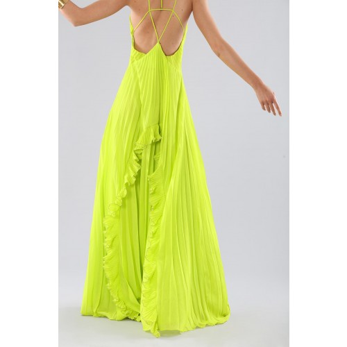 Noleggio Abbigliamento Firmato - Lime dress with ruffles and back neckline - Halston - Drexcode -12