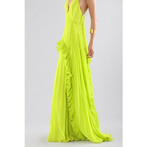 Noleggio Abbigliamento Firmato - Lime dress with ruffles and back neckline - Halston - Drexcode -11
