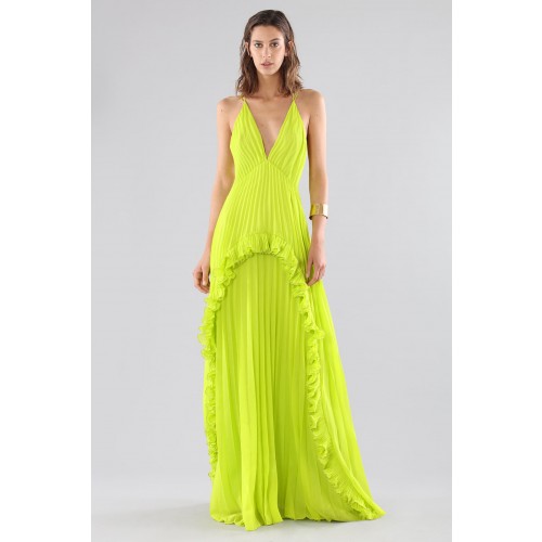 Noleggio Abbigliamento Firmato - Lime dress with ruffles and back neckline - Halston - Drexcode -9
