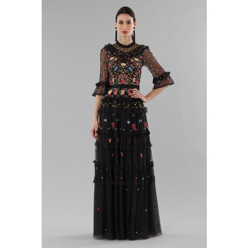 Noleggio Abbigliamento Firmato - Long black dress in tulle with floral decorations - Needle&Thread - Drexcode -21