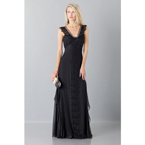 Noleggio Abbigliamento Firmato - Long black dress with lace neckline - Alberta Ferretti - Drexcode -4
