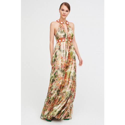Noleggio Abbigliamento Firmato - Long shiny dress with floral pattern - Piccione.Piccione - Drexcode -3
