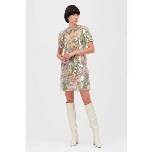 Noleggio Abbigliamento Firmato - Short dress with flower and sequin embroideries - Piccione.Piccione - Drexcode -8