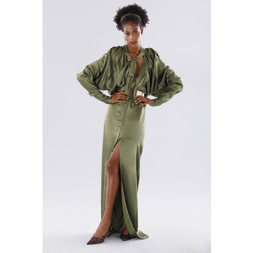 Noleggio Abbigliamento Firmato - Olive dress with batwing sleeves - Rhea Costa - Drexcode -1