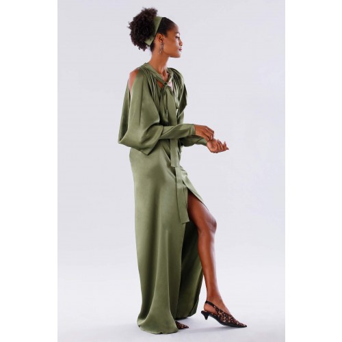 Noleggio Abbigliamento Firmato - Olive dress with batwing sleeves - Rhea Costa - Drexcode -4