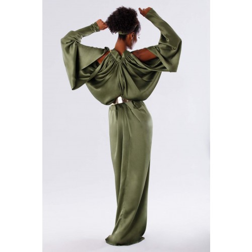 Noleggio Abbigliamento Firmato - Olive dress with batwing sleeves - Rhea Costa - Drexcode -3