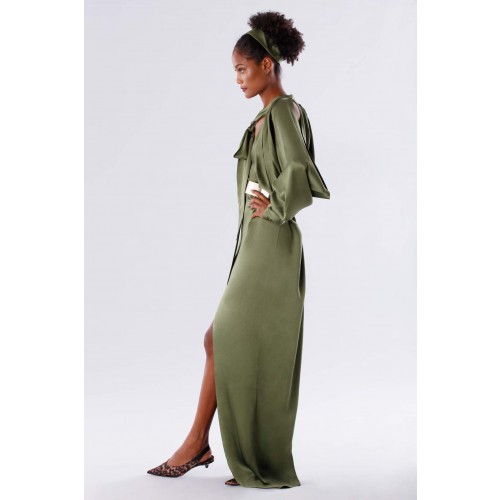 Noleggio Abbigliamento Firmato - Olive dress with batwing sleeves - Rhea Costa - Drexcode -5