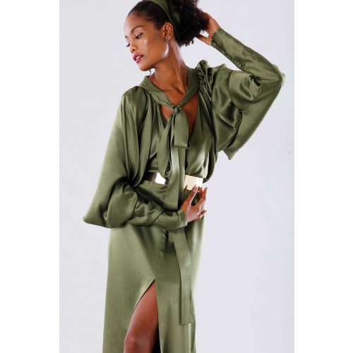 Noleggio Abbigliamento Firmato - Olive dress with batwing sleeves - Rhea Costa - Drexcode -7