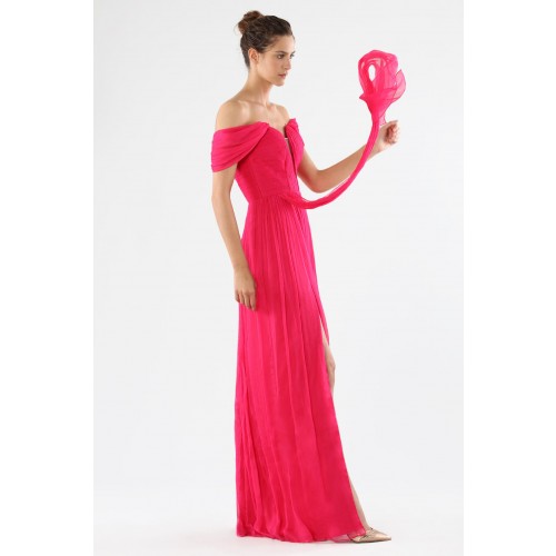Noleggio Abbigliamento Firmato - Off-shoulder fuchsia dress with slit - Cristallini - Drexcode -9
