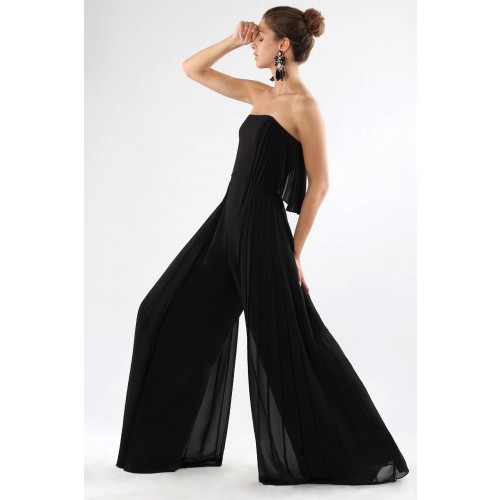 Halston heritage chiffon shop overlay strapless jumpsuit