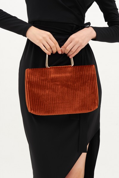 Orange velvet handbag
