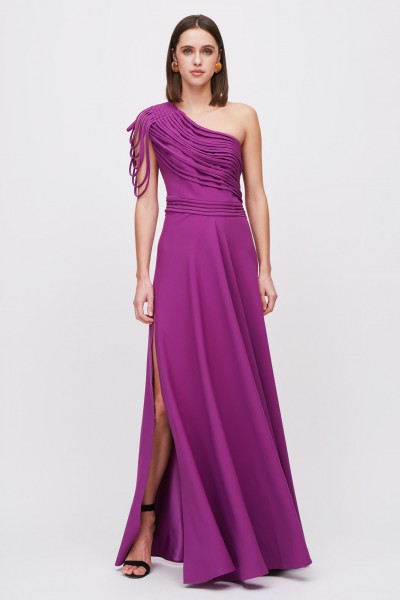 Purple one-shoulder dress