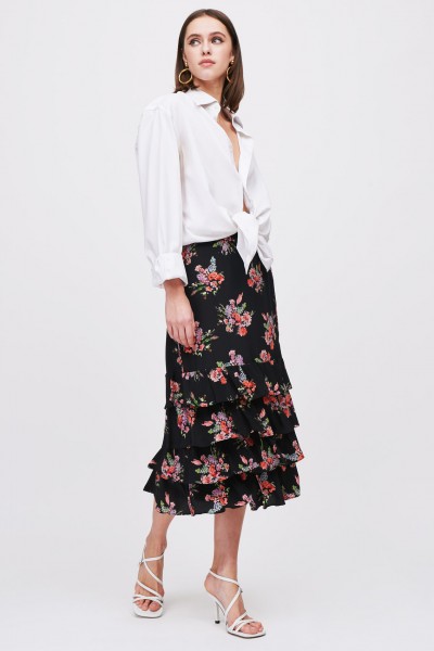 Floral skirt with slit