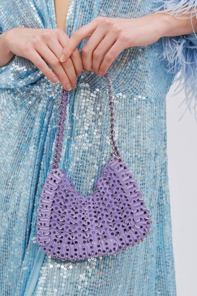 Lilac metal mesh handbag