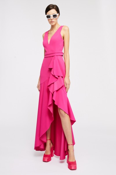 Fuchsia dress with rouches