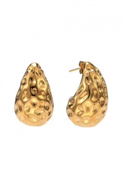 Golden hammered drop earrings