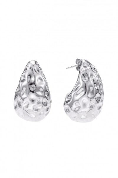 Hammered silver drop earrings