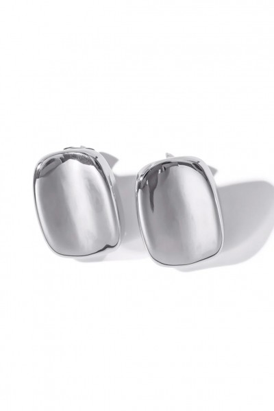 Silver rectangular earrings