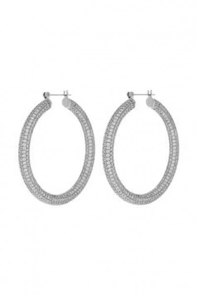 Silver hoop earrings with zircons