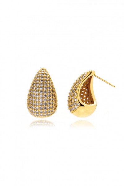 Golden drop earrings with zircons