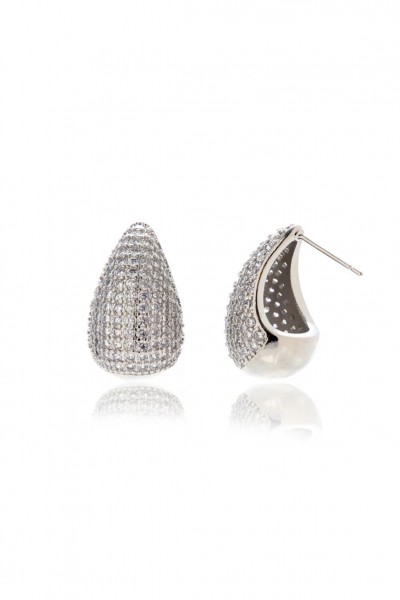 Silver drop earrings with zircons