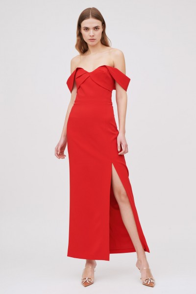 Red neckline dress