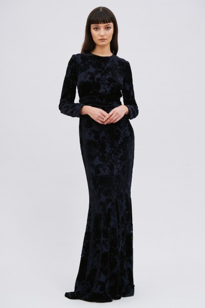 Blue velvet dress
