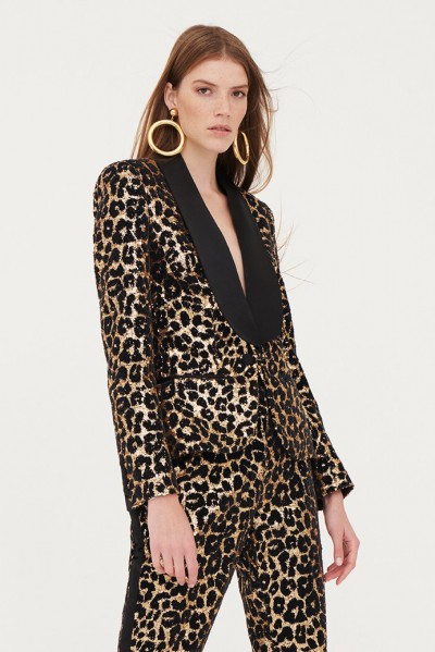 Leopard tuxedo blazer