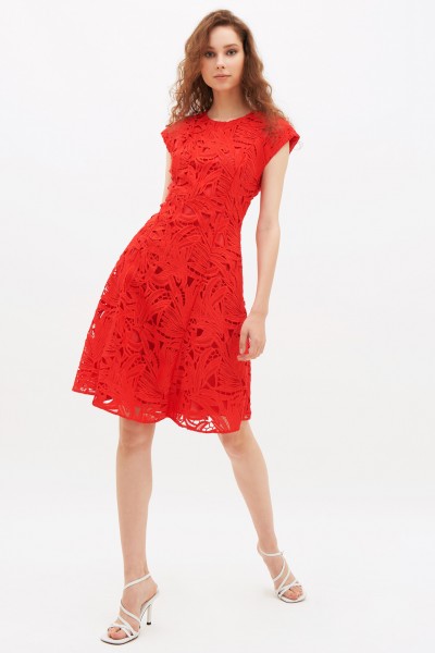 Short red lace dress