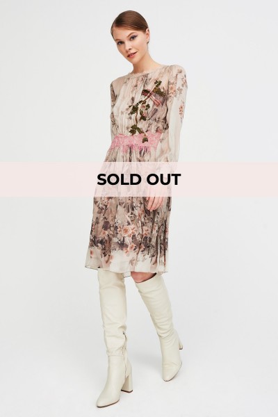 Silk chiffon dress with floral pattern 