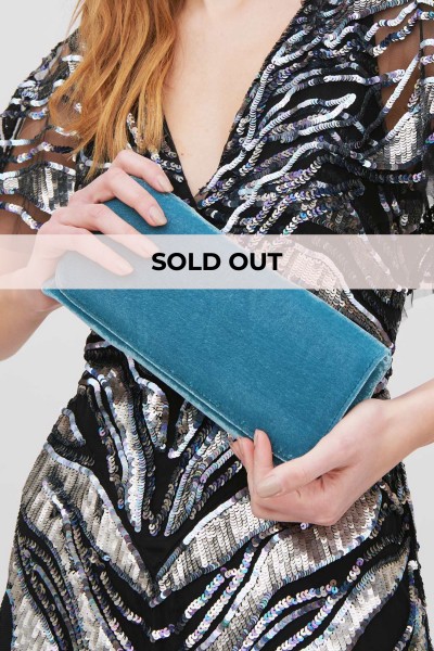 Cobalt velvet clutch