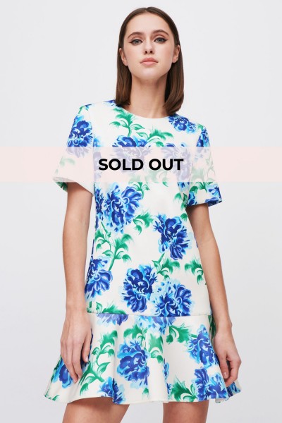 Dress with blue flower print