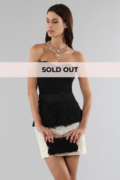 Embroidered skirt with volant