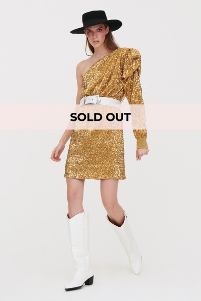 Gold one shoulder short dress