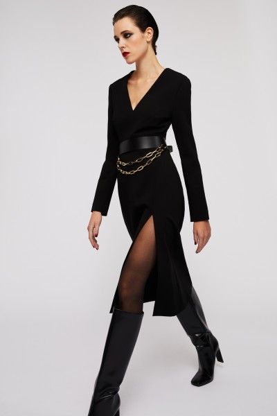 Black sheath dress with slit