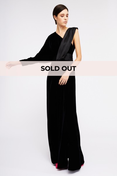 One shoulder velvet dress