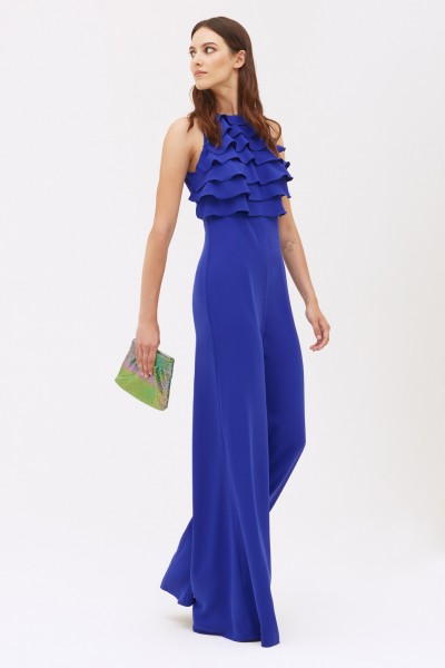 Blue jumpsuit with ruffles