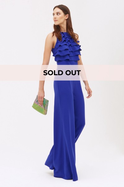 Blue jumpsuit with ruffles