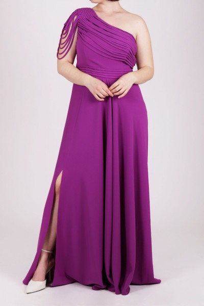 Purple one shoulder dress