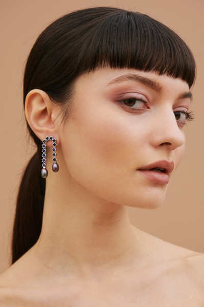 Rhodium drop earrings