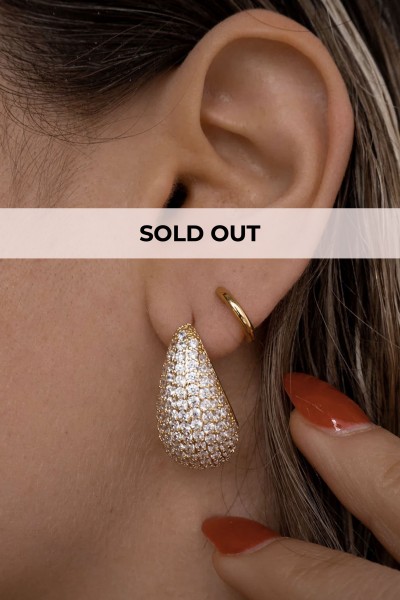 Golden drop earrings with zircons